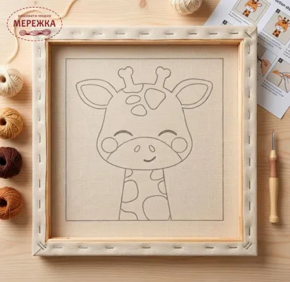 Фото Килимова вишивка Exclusive Art Жирафа Мая, 30х30 см. (квадрат)