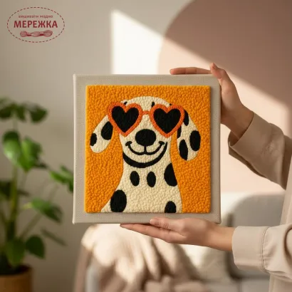 Фото Килимова вишивка Exclusive Art Песик Бруно, 30х30 см. (квадрат)