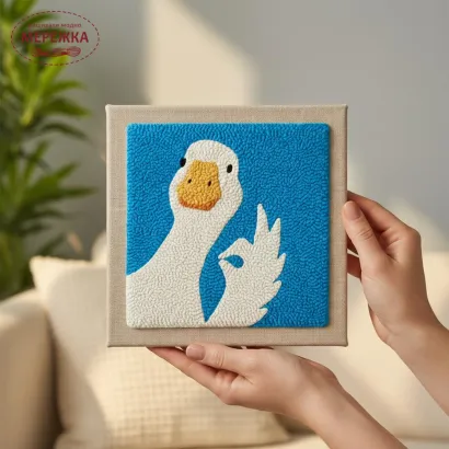 Фото Килимова вишивка Exclusive Art Пан Гусь, 30х30 см. (квадрат)