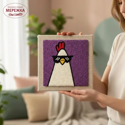 Фото Килимова вишивка Exclusive Art Курка, 30х30 см. (квадрат)