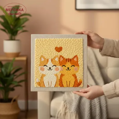 Фото Килимова вишивка Exclusive Art Мурчик і Мурка, 30х30 см. (квадрат)