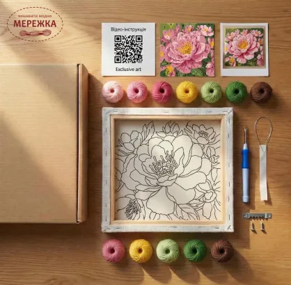 Фото Килимова вишивка Exclusive Art Квітучий сад, 30х30 см. (квадрат)
