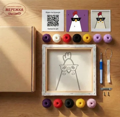 Фото Килимова вишивка Exclusive Art Курка, 30х30 см. (квадрат)