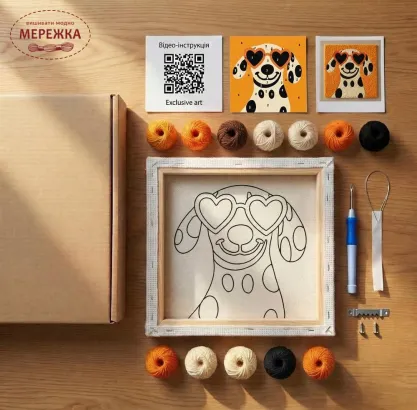 Фото Килимова вишивка Exclusive Art Песик Бруно, 30х30 см. (квадрат)