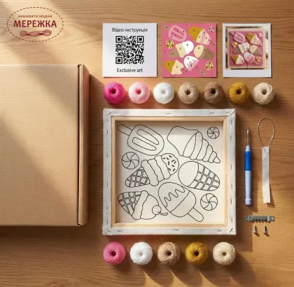 Фото Килимова вишивка Exclusive Art Солодке життя, 30х30 см. (квадрат)