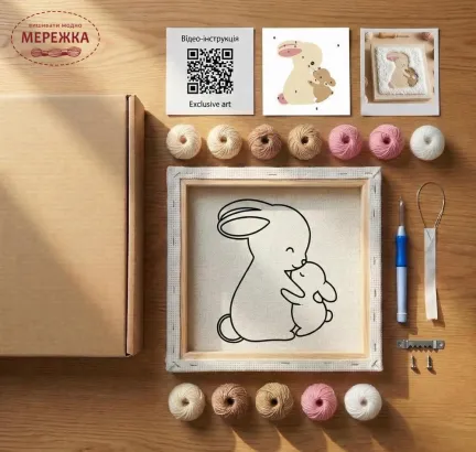 Фото Килимова вишивка Exclusive Art Зайчики, 30 см. (круг)