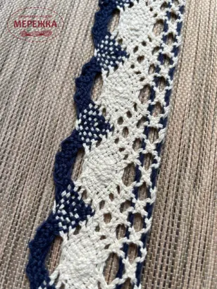 Фото Мереживо бежево-синє 100% бавовна 185/4