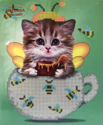 Фото набір алмазна мозаїка Кошенятко-бджілка