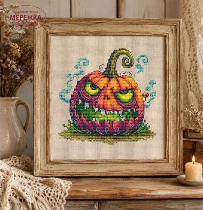 Фото Набір для вишивання хрестиком XFreeStitch (Світлана Грибач) Зла посмішка гарбуза