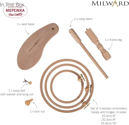 Фото Milward Тримач для п'ялець настільний, у комплекті з п'яльцями діаметром 15, 20, 25,5 см. 2171129