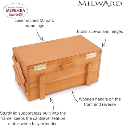 Фото Скринька для рукоділля Milward Wood Cantilever Craft Box Pine Wood 2519013