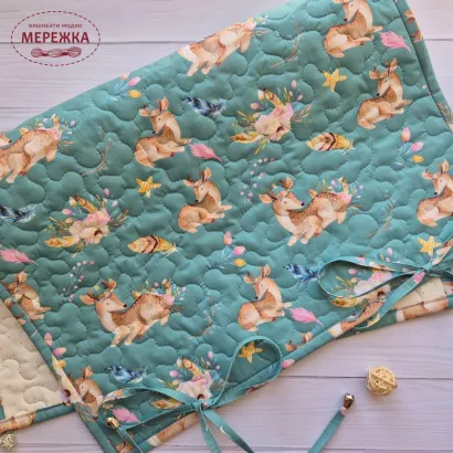 Фото JustCraft Рол для зберігання вишитих робіт з валиком, 32*50 см.(оленятко на зеленому)
