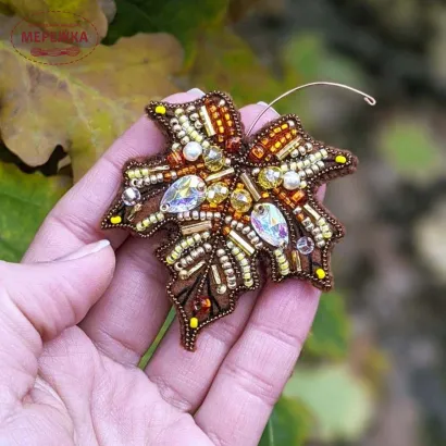 Фото Набір для вишивання бісером Craftway Брошка Кленовий листок B-003