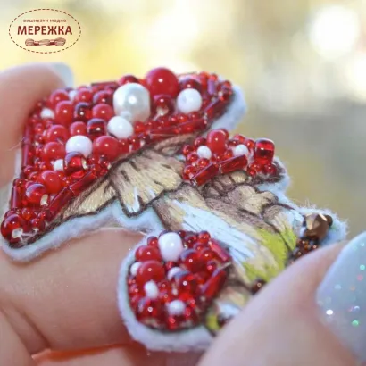 Фото Набір для вишивання бісером Craftway Брошка Мухомори B-005