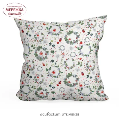 Фото Декоративні тканини Acufactum Baumwollstoff Rotkehlchen & Kranze 3523-2011