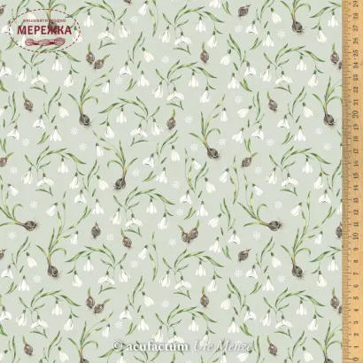 Фото Декоративна тканина Acufactum Stoff Schneeglockchen 3523-875