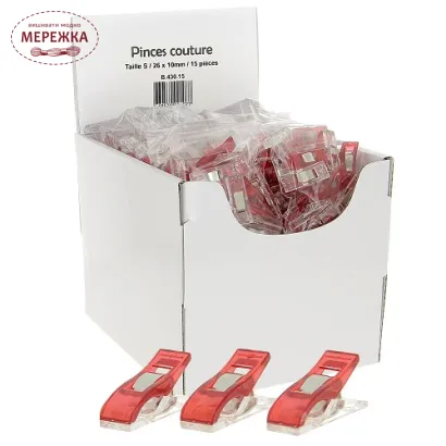 Фото Прищіпки для роботи з тканинами 15шт, 26мм B.430.15