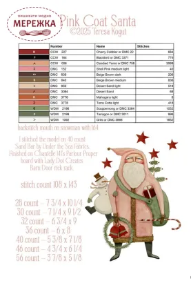 Фото Teresa Kogut Схема Pink Coat Santa XS377