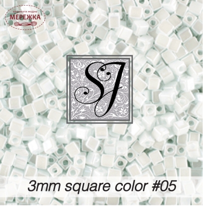 Фото SJ Designs Glass Beads Square 3 mm #05 White