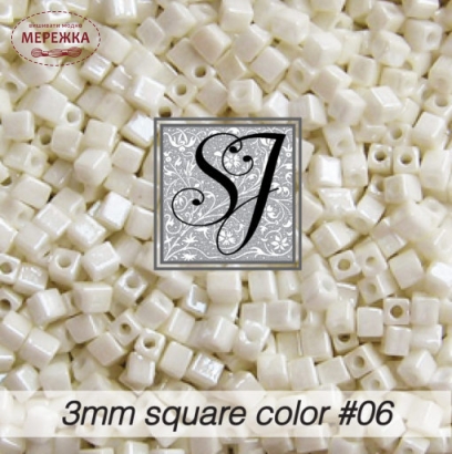 Фото SJ Designs Glass Beads Square 3 mm #06 Creme