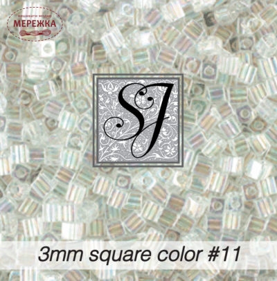 Фото SJ Designs Glass Beads Square 3 mm #11 Crystal