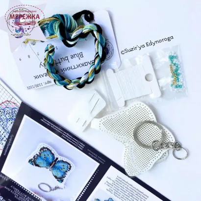 Фото Набір для вишивання хрестиком Сузір'я Єдинорога Блакитний метелик на білому 1100