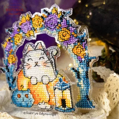 Фото Набір для вишивання хрестиком Сузір'я Єдинорога Кицька Ажурка на Хелловіні 1111