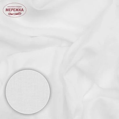 Фото Рівномірне конопляне полотно для вишиванок (Польща), колір білий, 100% коноплі, тонке