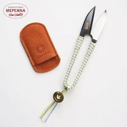 Ножиці-кусачки Cohana для ниток Shozaburo з шовковою тасьмою Iga Yellow фото