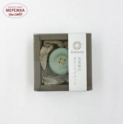 Фото Cohana Магніт-ґудзик, кераміка 2.5 см. Shigaraki Ware Green