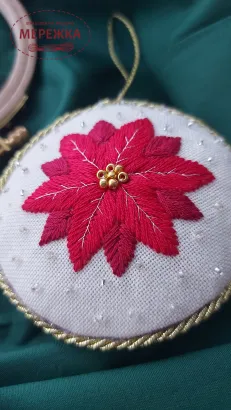 Фото Набір для вишивання художньою гладдю новорічних іграшок Мережка Щасливого Різдва!