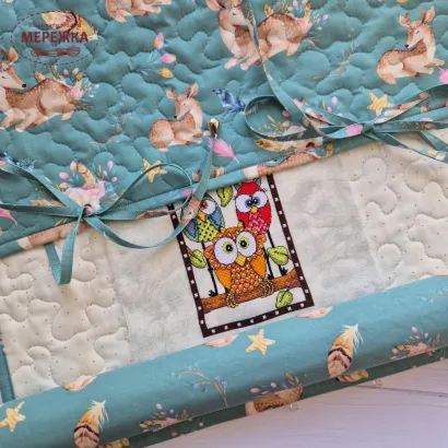 Фото JustCraft Рол для зберігання вишитих робіт з валиком, 50*70 см.(оленятко на зеленому)