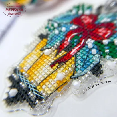 Фото Набір для вишивання хрестиком Сузір'я Єдинорога Різдвяний ліхтарик (прозорий акрил на підвісі) 1125 а