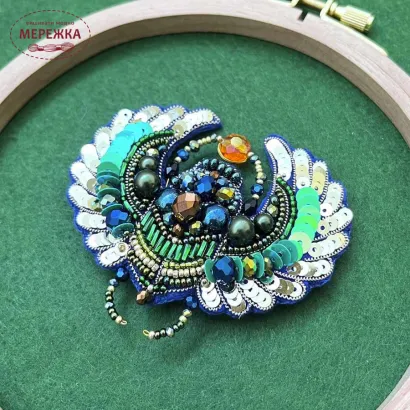 Фото Набір для вишивання бісером Craftway Брошка Зелений жук B-045