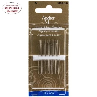 Фото Anchor набір голок для вишивки гладдю №7, 16 штук 5000.007