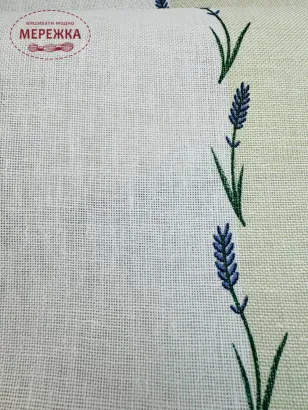 Фото Стрічка Vaupel and Heilenbeck льон 100%, квіти лаванди, 26.5 см. 