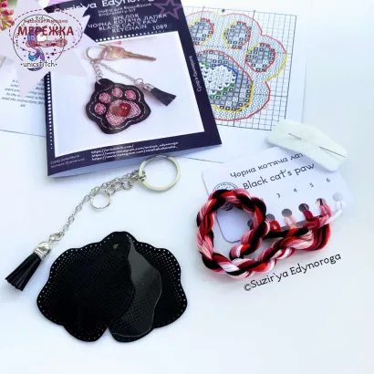 Фото Набір для вишивання хрестиком Сузір'я Єдинорога Чорна котяча лапка на чорному 1089