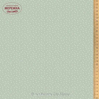 Фото Декоративні тканини Acufactum Cotton fabric dots graygreen white 3523-808