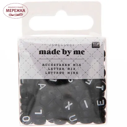Фото Rico Набір декоративних намистин  Itoshii Letter mix, black 7090.63.47