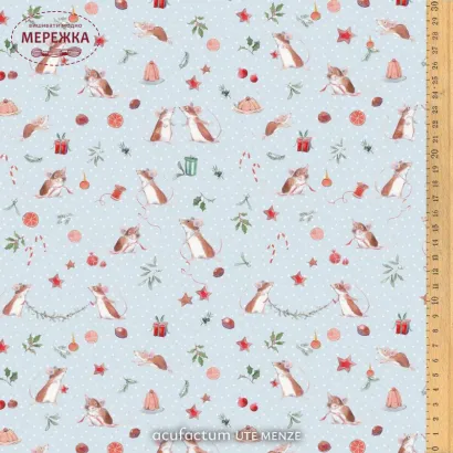 Фото Декоративна тканина Acufactum Baumwollstoff Weihnachtsmauschen 3523-2013
