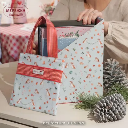 Фото Декоративна тканина Acufactum Baumwollstoff Weihnachtsmauschen 3523-2013