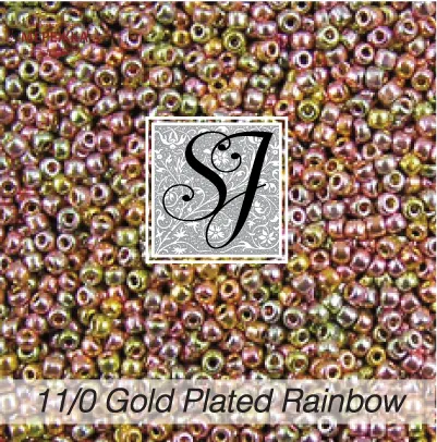 Фото Бісер SJ Designs Glass Seed Beads, 11/0 22 karat Gold Plated Rainbow #58GPR