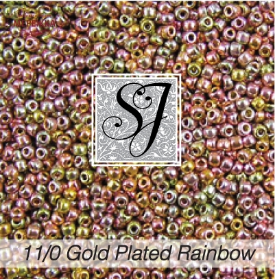 Фото Бісер SJ Designs Glass Seed Beads, 11/0 22 karat Gold Plated Rainbow #58GPR