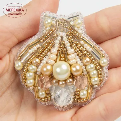 Фото Набір для вишивання бісером CrystalArt Брошка, Мушля БП-269
