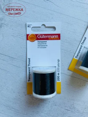 Фото Gutermann мононитка чорна, 200 метрів арт.795950