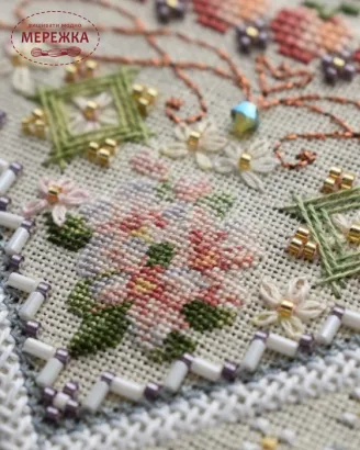 Фото Вікторія Попович Схема Apple blossom (Яблуневий цвіт)+пак бісеру та ниток (original) VP-049