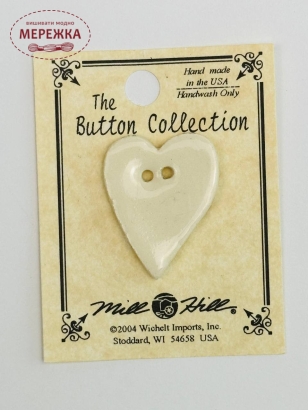 Фото Mill Hill Button White LG  Folk Heart 86203