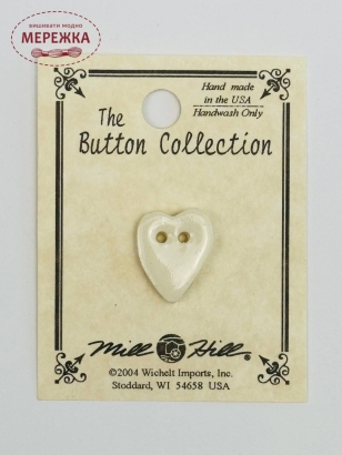 Фото Mill Hill Button Medium White Folk Heart 86258MH