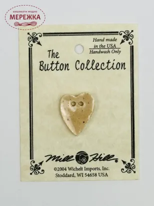 Фото Mill Hill Button Medium Speckled Brown Folk Heart 86261