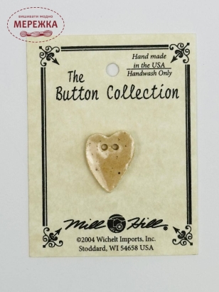 Фото Mill Hill Button Medium Speckled Brown Folk Heart 86261